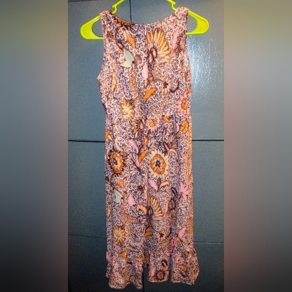 Madewell Midi Dress Lace Up Chest Ruffle Hem Bali Petal Block Print Size 2 - Picture 1 of 7